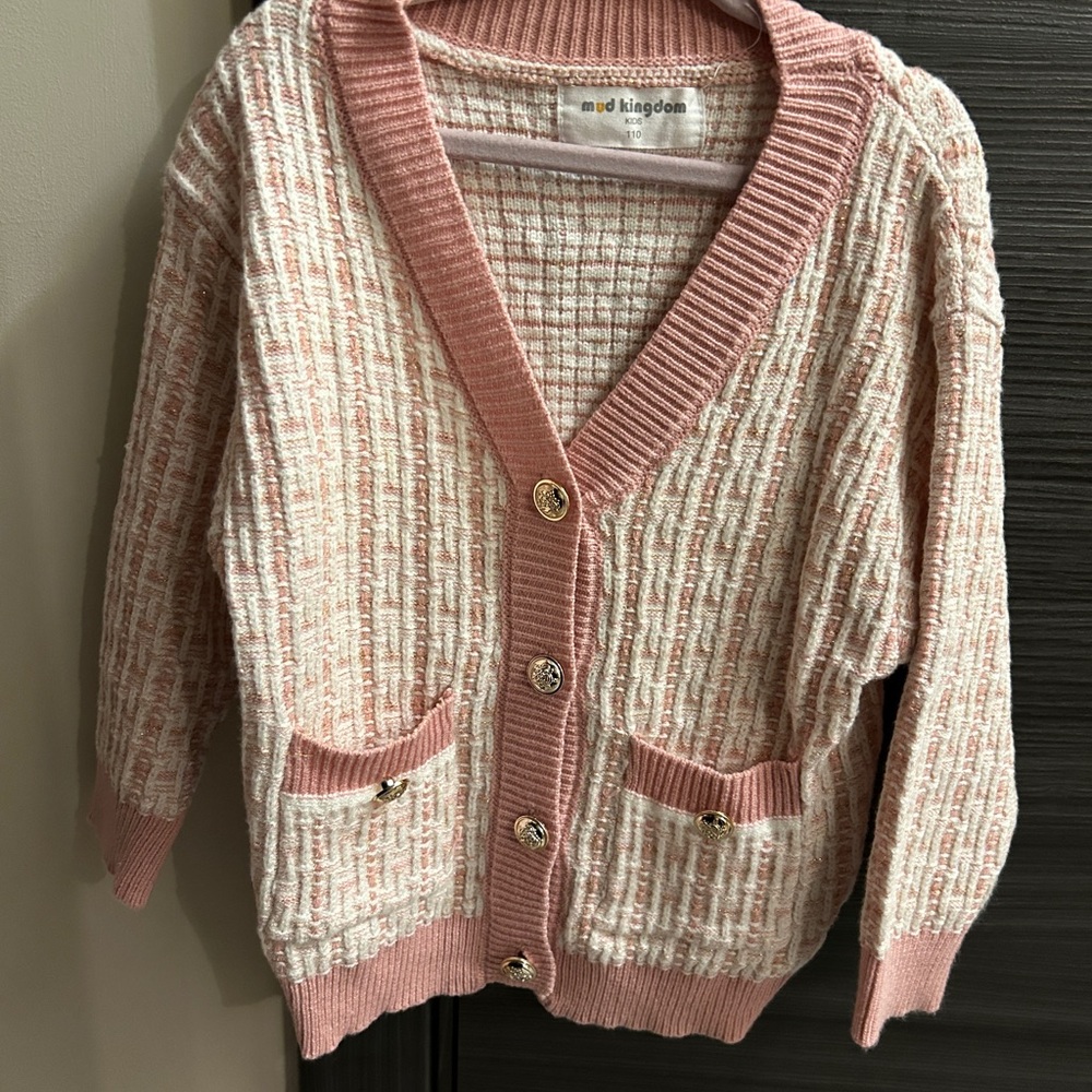 Girls pink and white tweed inspired outfit